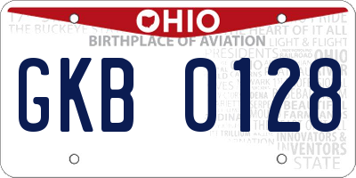 OH license plate GKB0128