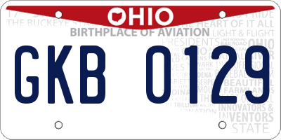 OH license plate GKB0129