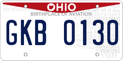 OH license plate GKB0130