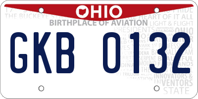 OH license plate GKB0132