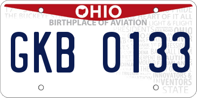 OH license plate GKB0133