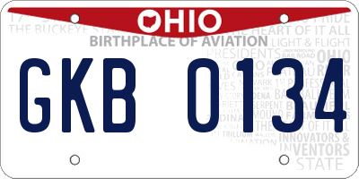 OH license plate GKB0134