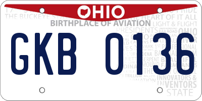 OH license plate GKB0136