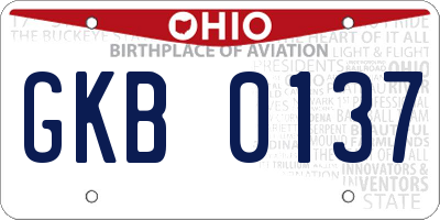 OH license plate GKB0137
