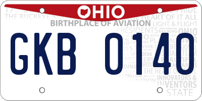 OH license plate GKB0140