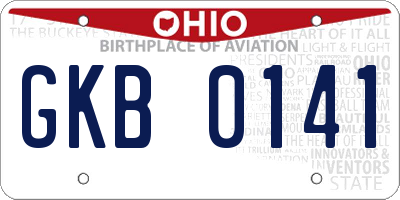 OH license plate GKB0141