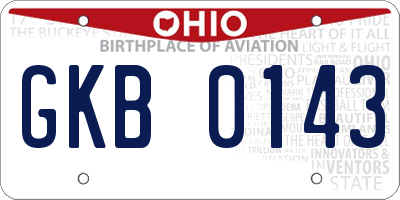 OH license plate GKB0143