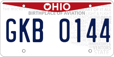 OH license plate GKB0144