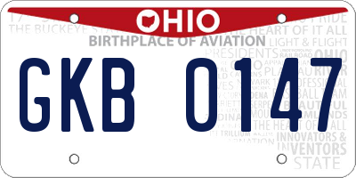 OH license plate GKB0147
