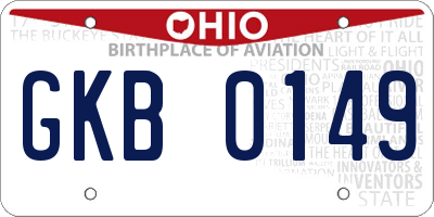 OH license plate GKB0149