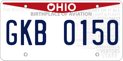 OH license plate GKB0150