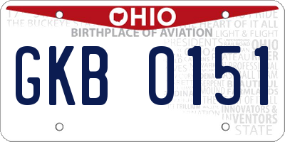 OH license plate GKB0151