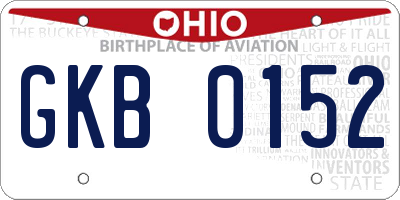 OH license plate GKB0152