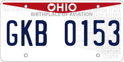 OH license plate GKB0153