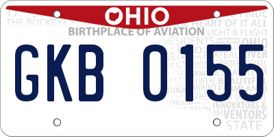 OH license plate GKB0155