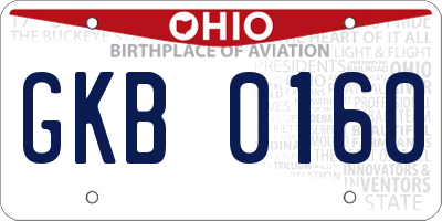OH license plate GKB0160