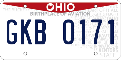 OH license plate GKB0171