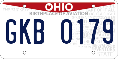 OH license plate GKB0179