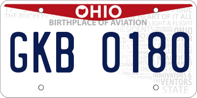OH license plate GKB0180