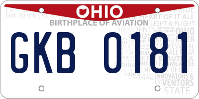 OH license plate GKB0181