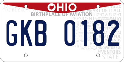 OH license plate GKB0182