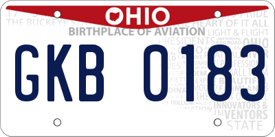 OH license plate GKB0183
