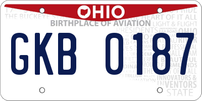 OH license plate GKB0187