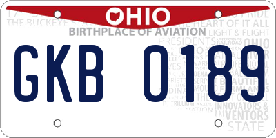 OH license plate GKB0189