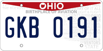 OH license plate GKB0191