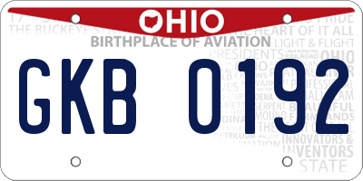 OH license plate GKB0192