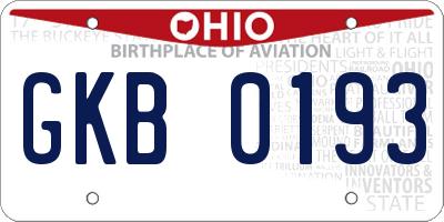 OH license plate GKB0193