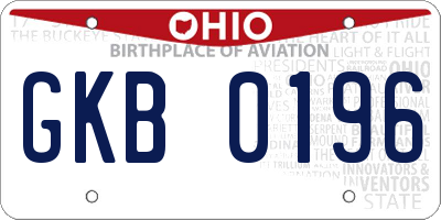 OH license plate GKB0196