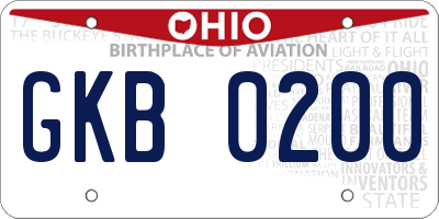 OH license plate GKB0200