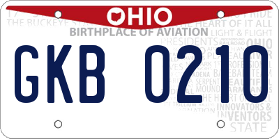 OH license plate GKB0210