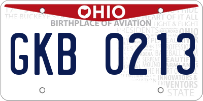 OH license plate GKB0213