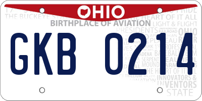 OH license plate GKB0214