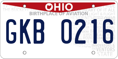 OH license plate GKB0216