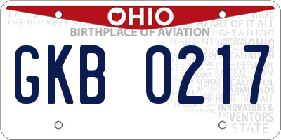OH license plate GKB0217