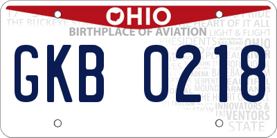 OH license plate GKB0218