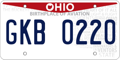 OH license plate GKB0220