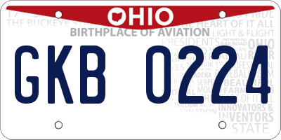 OH license plate GKB0224