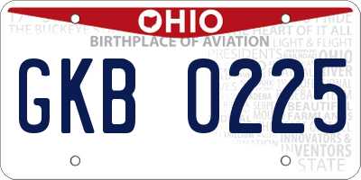 OH license plate GKB0225