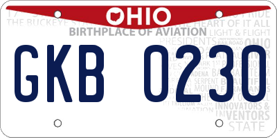 OH license plate GKB0230