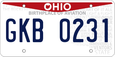 OH license plate GKB0231