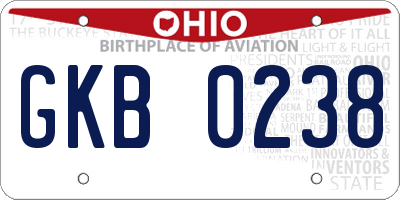 OH license plate GKB0238