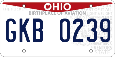 OH license plate GKB0239