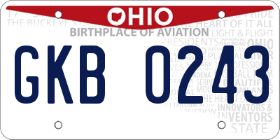 OH license plate GKB0243