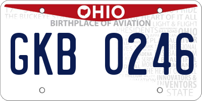 OH license plate GKB0246