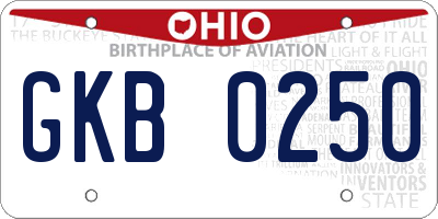 OH license plate GKB0250