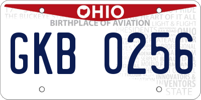 OH license plate GKB0256
